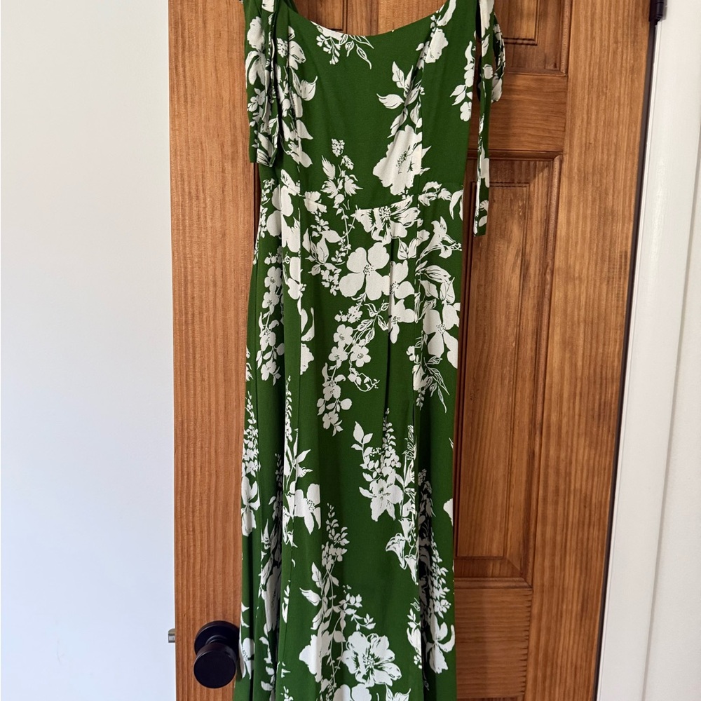 Reformation Green Floral Midi Dress